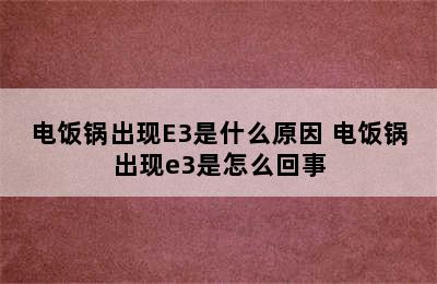 电饭锅出现E3是什么原因 电饭锅出现e3是怎么回事